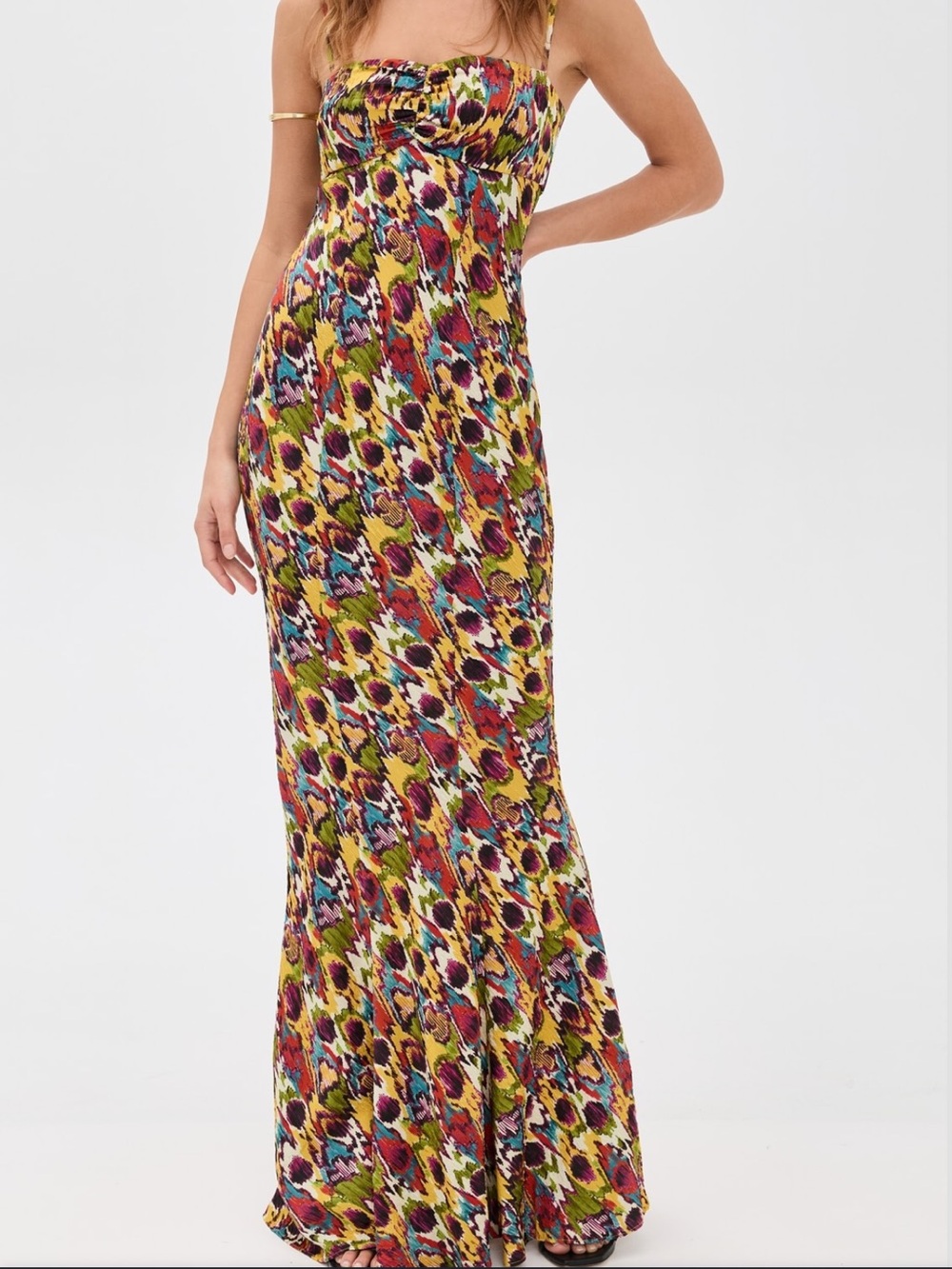 NWT Saloni Renee Long Dress Size 10 - Multi-Color Printed Strap Maxi Dress